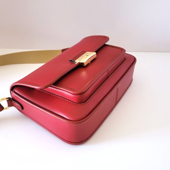 Michael Kors Bradshaw Medium Pocket Messenger Crossbody Handbag Cherry Leather - Picture 7 of 8